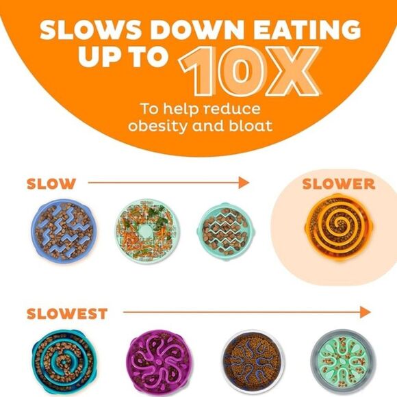 Outward Hound Slo Bowl LARGE Orange Slow Feeder Anti Bloat Dog Rottweiler - Picture 8 of 8